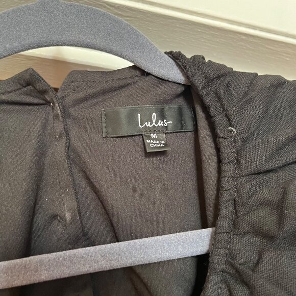 Lulus Commemoration Black Puff Sleeve Cutout Midi Dress Womens Size Medium - Picture 8 of 9